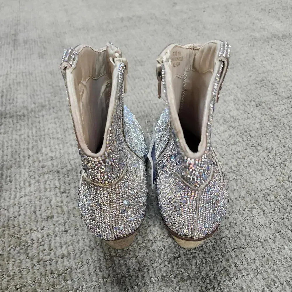 Cushionaire Bravo Sparkly Rhinetsone Western Ankle Boots Women's Size 8.5